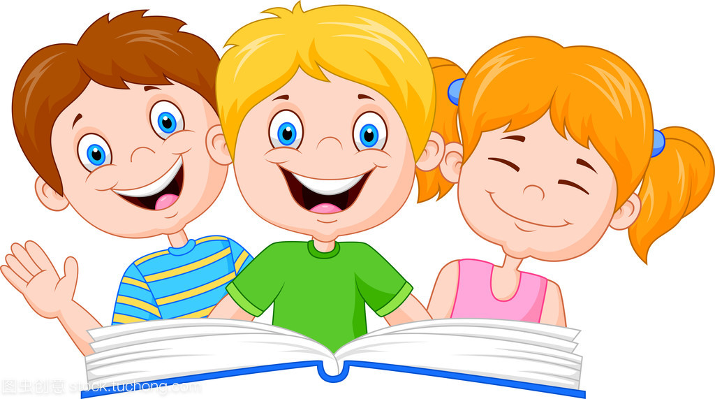 卡通孩子閱讀的書(shū)